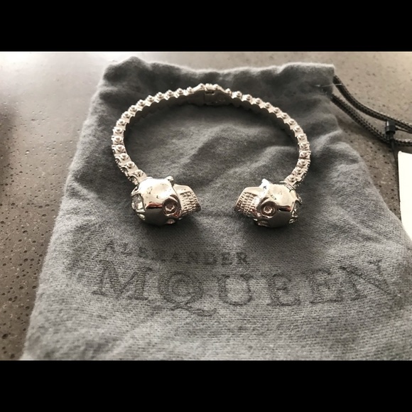 Alexander McQueen Jewelry - Alexander McQueen Jeweled Twin Skull Bangle NWT